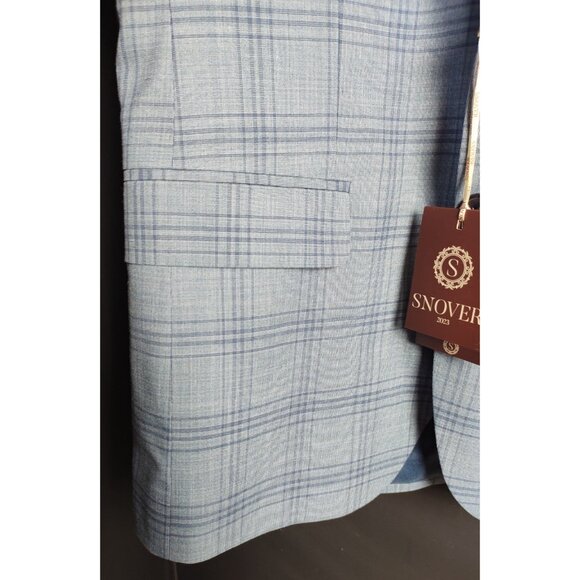 Snover Light Blue Check Blazer Men's Size 38 Business Formal Jacket - Picture 5 of 10